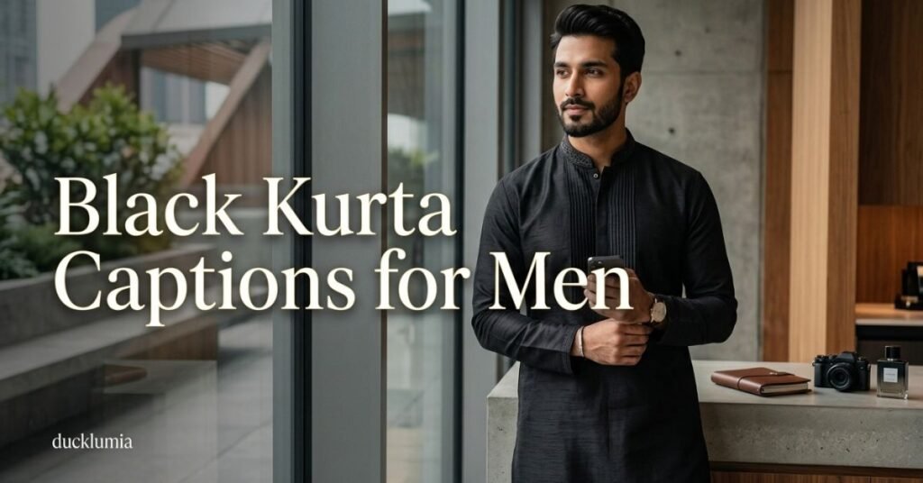 Black Kurta Captions for Men